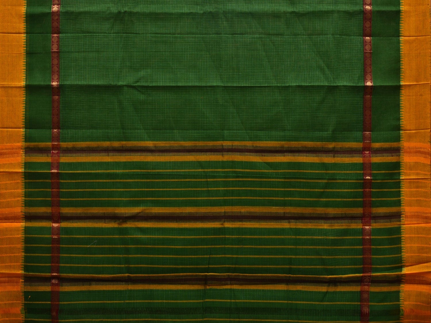Green Narayanpet Cotton Handloom Saree with Checks Design No Blouse np0531