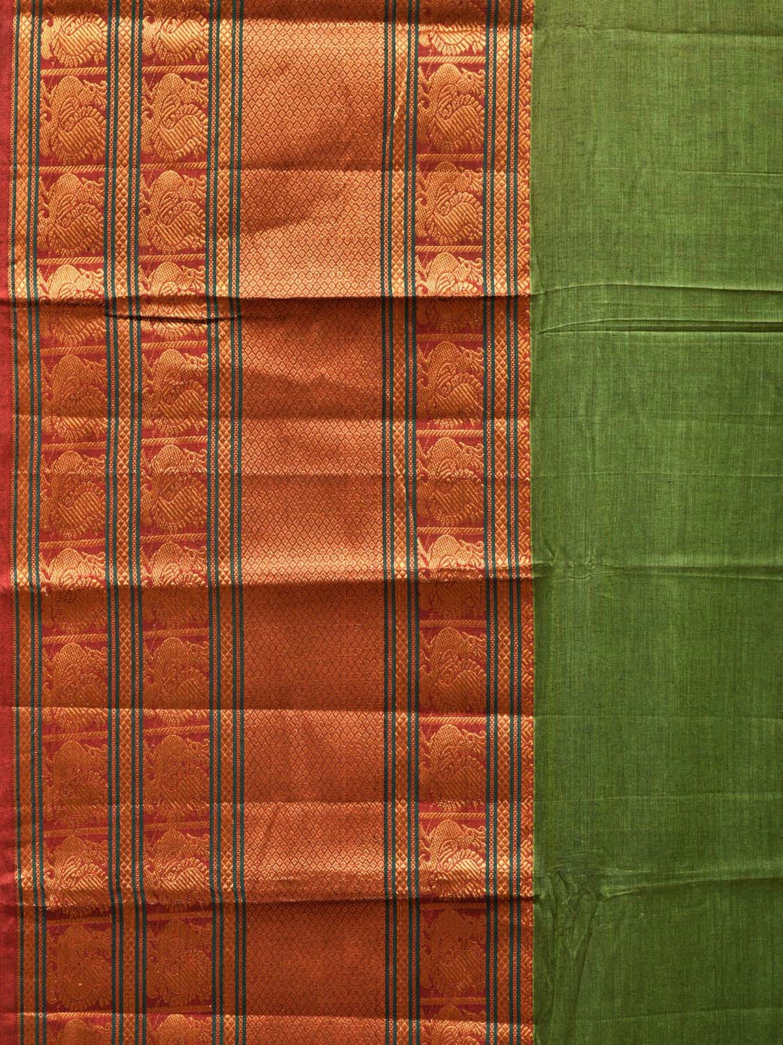 Green Narayanpet Cotton Handloom Saree with One Side Big Border No Blouse np0737
