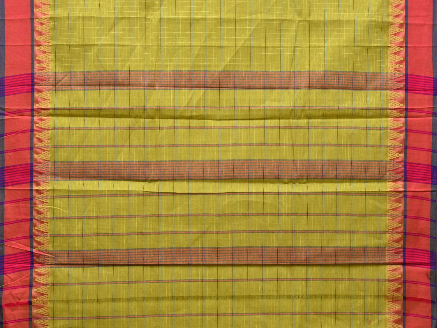 Green Narayanpet Cotton Handloom Saree with Strips Design No Blouse np0746