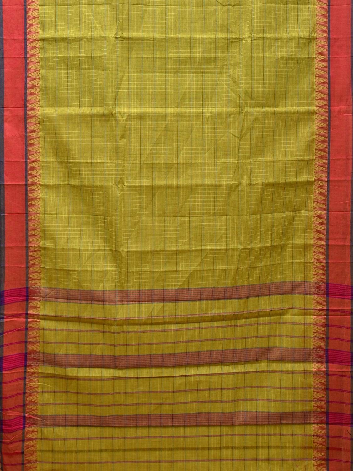 Green Narayanpet Cotton Handloom Saree with Strips Design No Blouse np0746