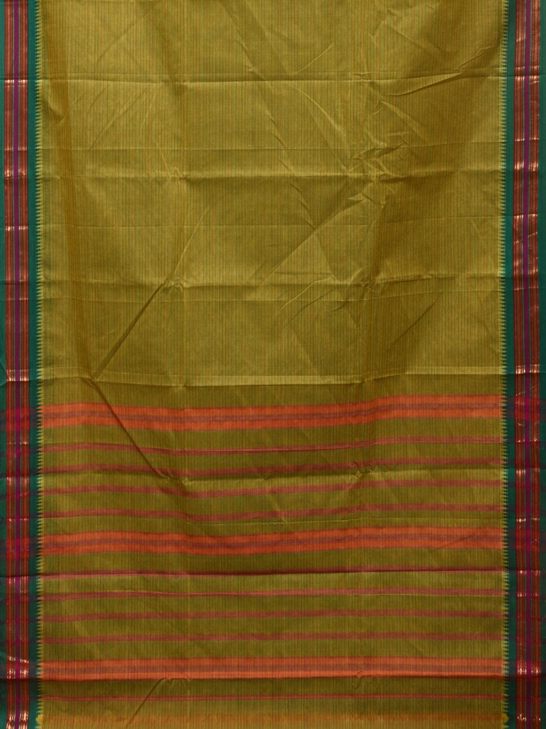 Green Narayanpet Cotton Handloom Saree with Strips Design No Blouse np0801
