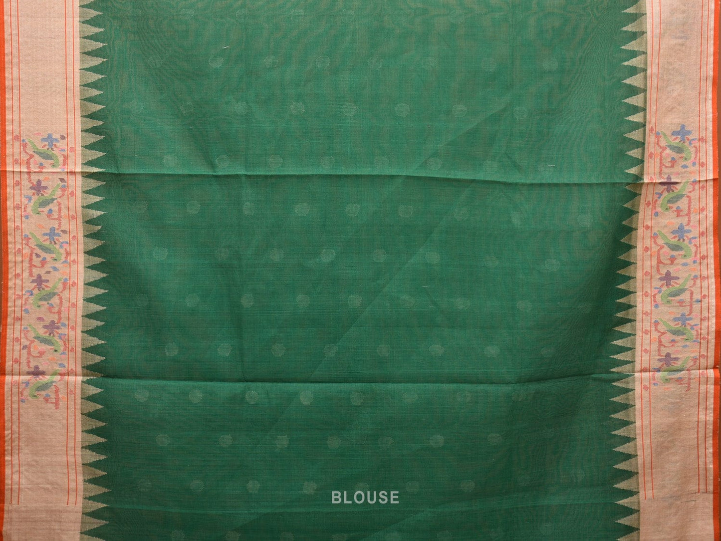 Green Paithani Cotton Handloom Saree with Parrot Border Design p0486