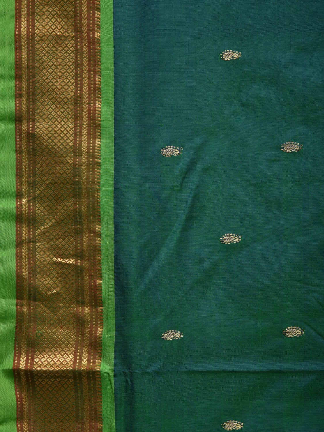 Green Paithani Silk Handloom Saree with Double Pallu Design p0460