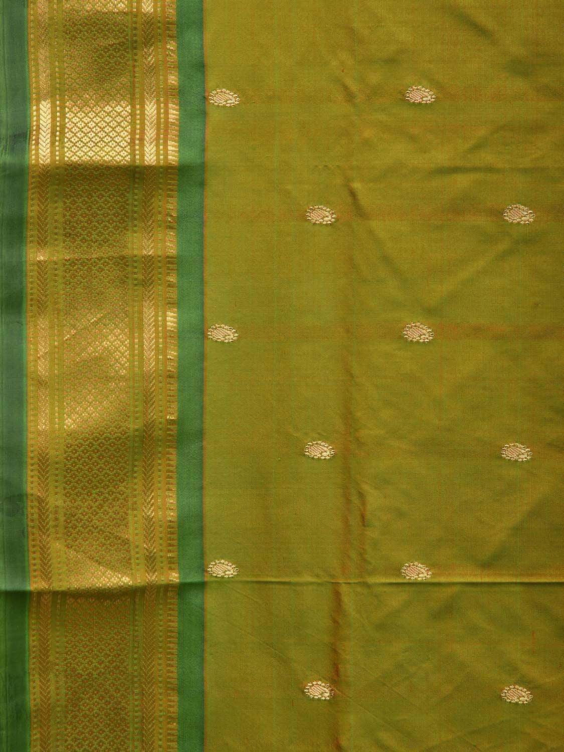 Green Paithani Silk Handloom Saree with Peacocks Pallu Design p0402