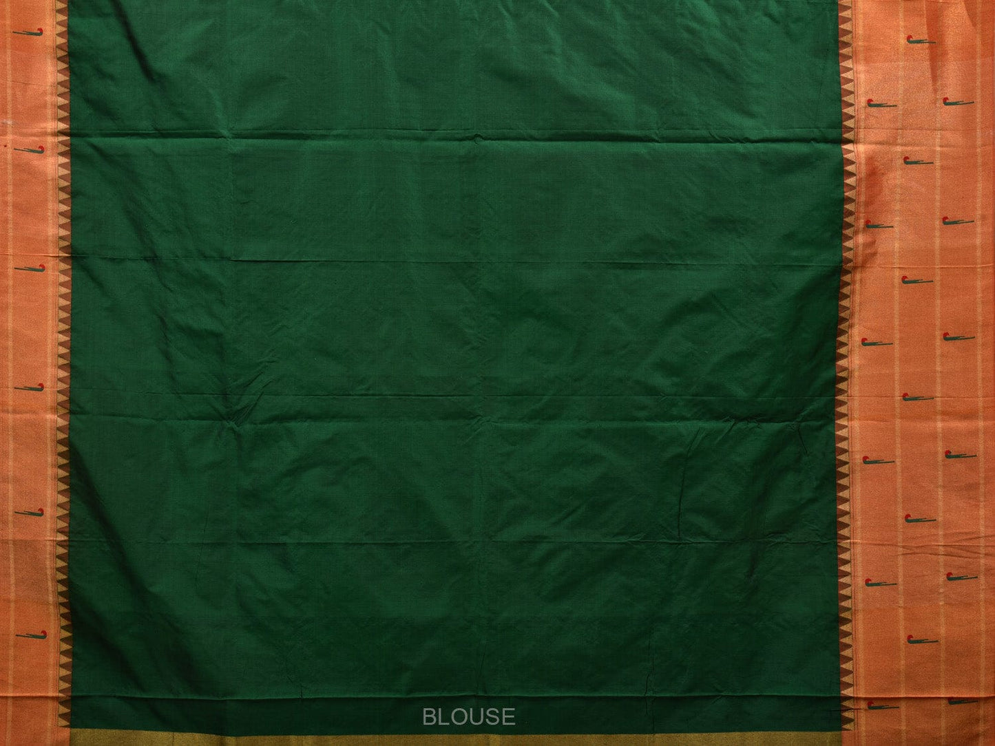 Green Paithani Silk Handloom Saree with Triple Muniya Border Design p0446