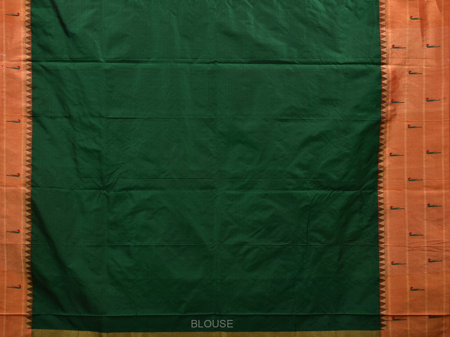 Green Paithani Silk Handloom Saree with Triple Muniya Border Design p0446