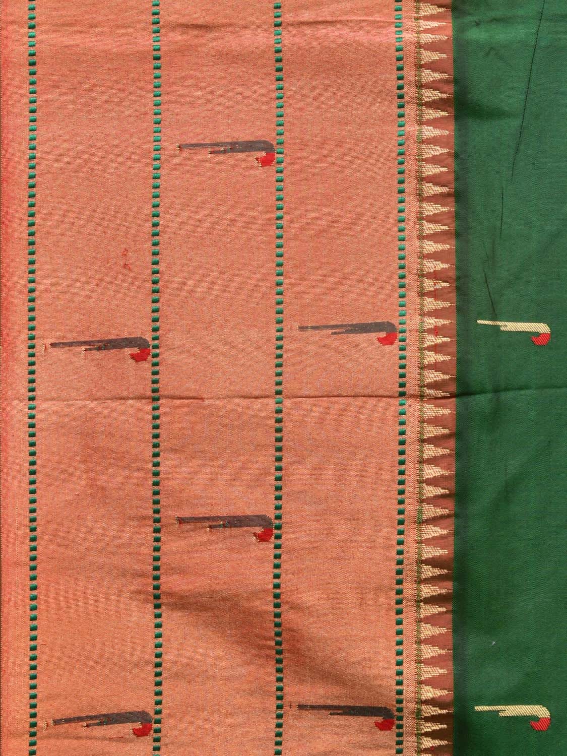 Green Paithani Silk Handloom Saree with Triple Muniya Border Design p0488