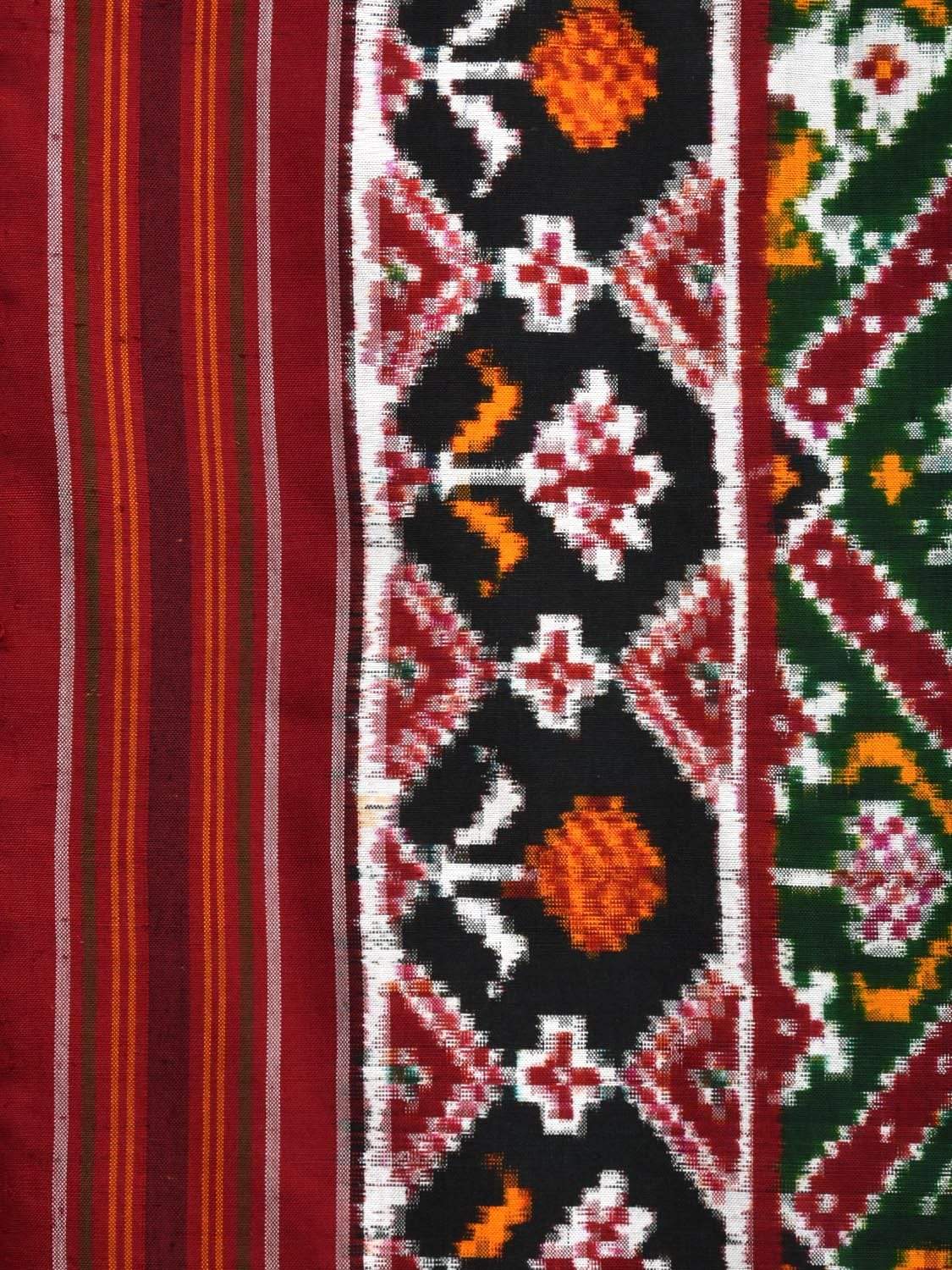 Green Pochampally Double Ikat Silk Handloom Saree with Narikunj Design i0582