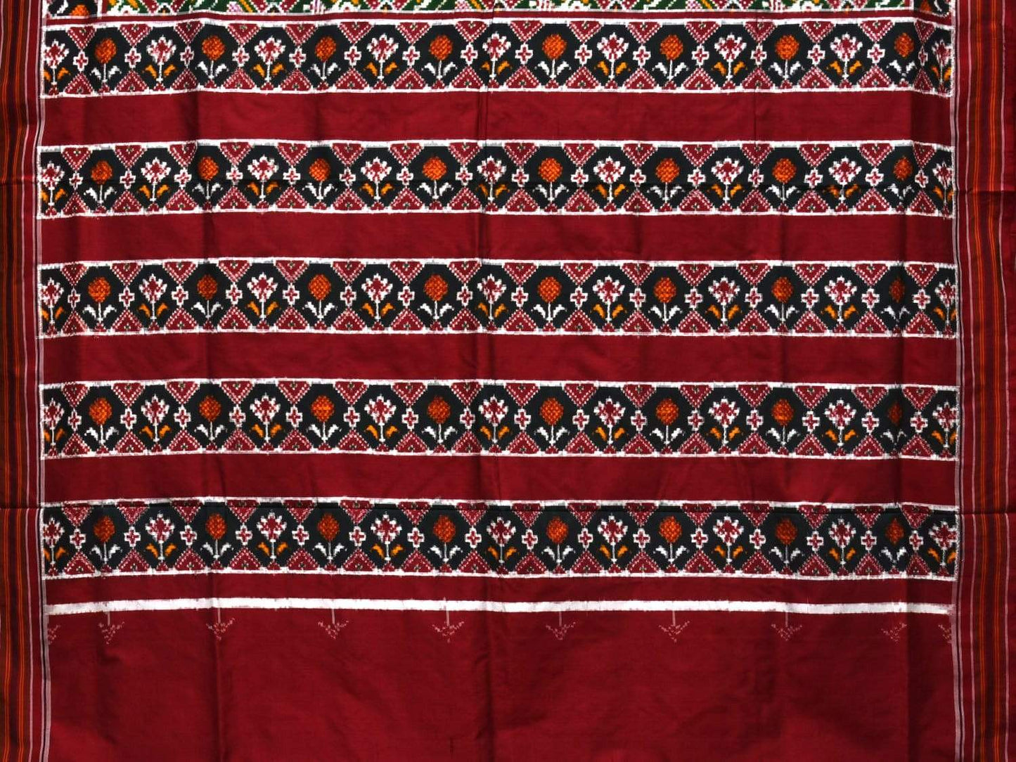 Green Pochampally Double Ikat Silk Handloom Saree with Narikunj Design i0582