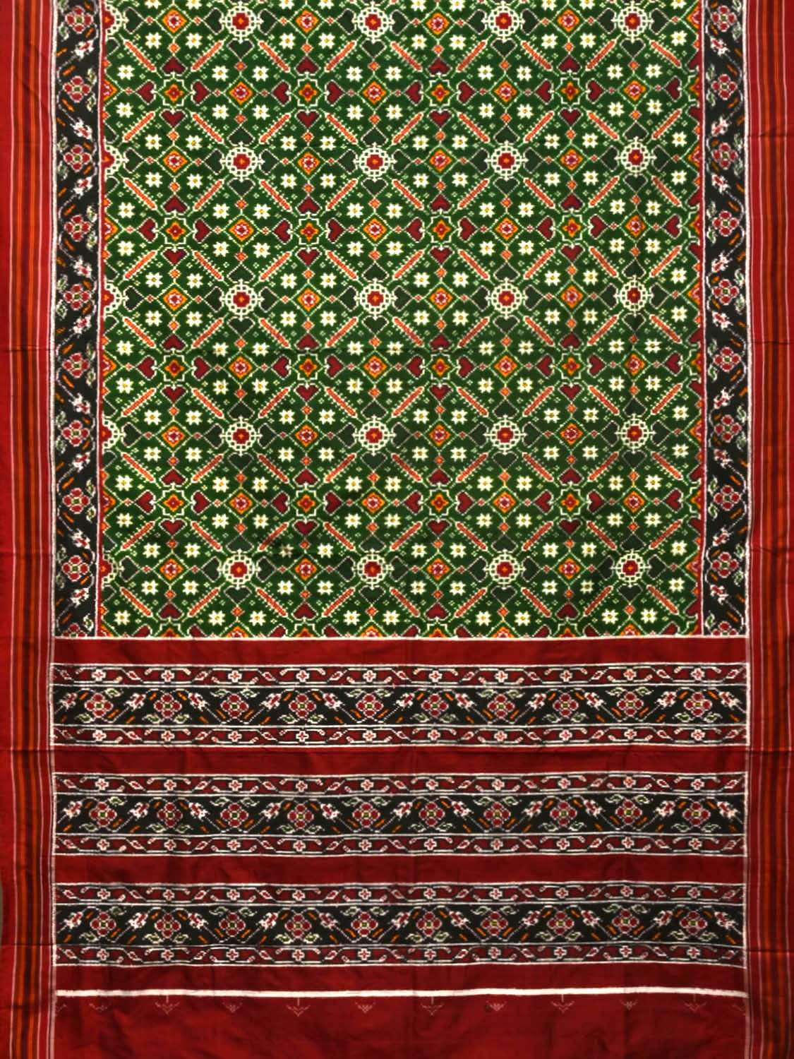 Green Pochampally Double Ikat Silk Handloom Saree with Panpatola Design i0589