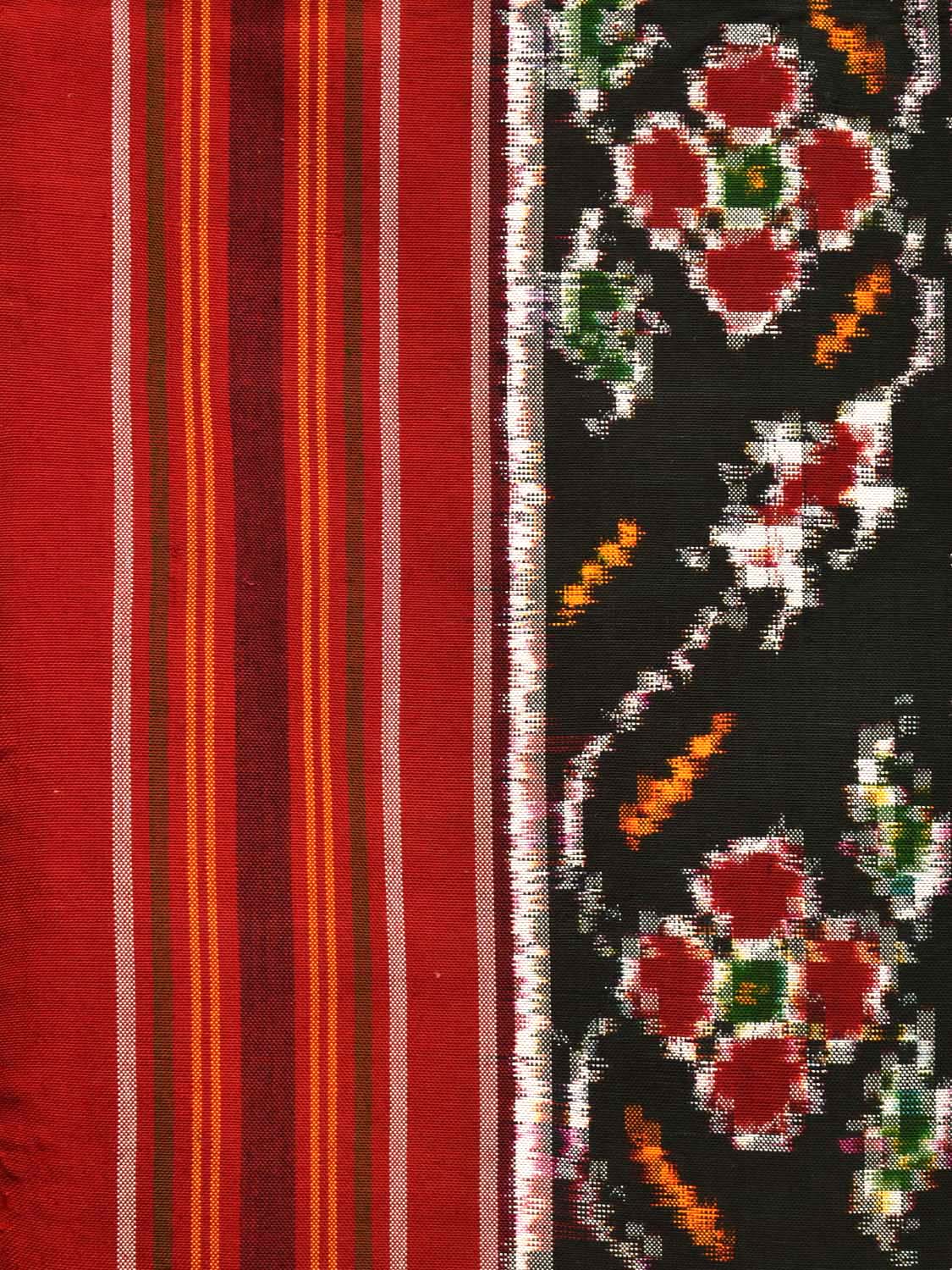 Green Pochampally Double Ikat Silk Handloom Saree with Panpatola Design i0589