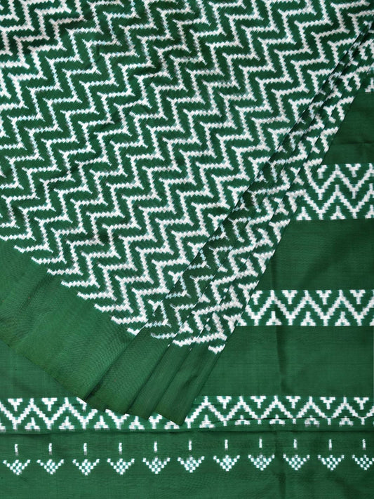 Green Pochampally Double Ikat Silk Handloom Saree with Zig-Zag Design i0751
