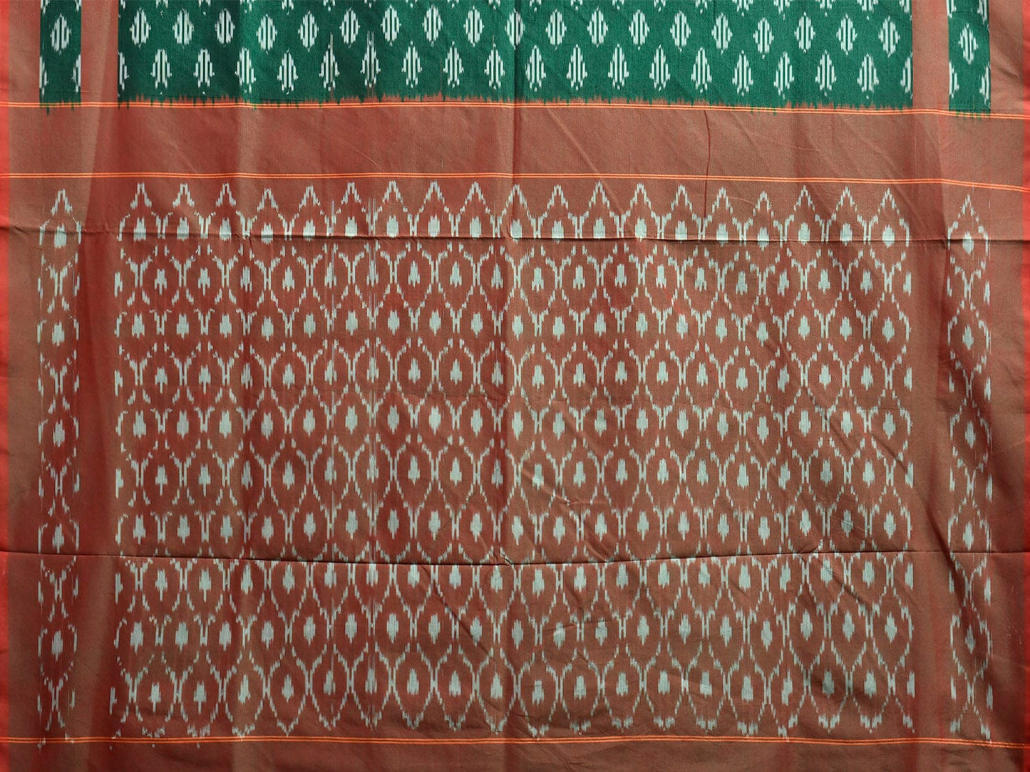 Green Pochampally Ikat Cotton Handloom Saree with All Over Buta Design No Blouse i0978