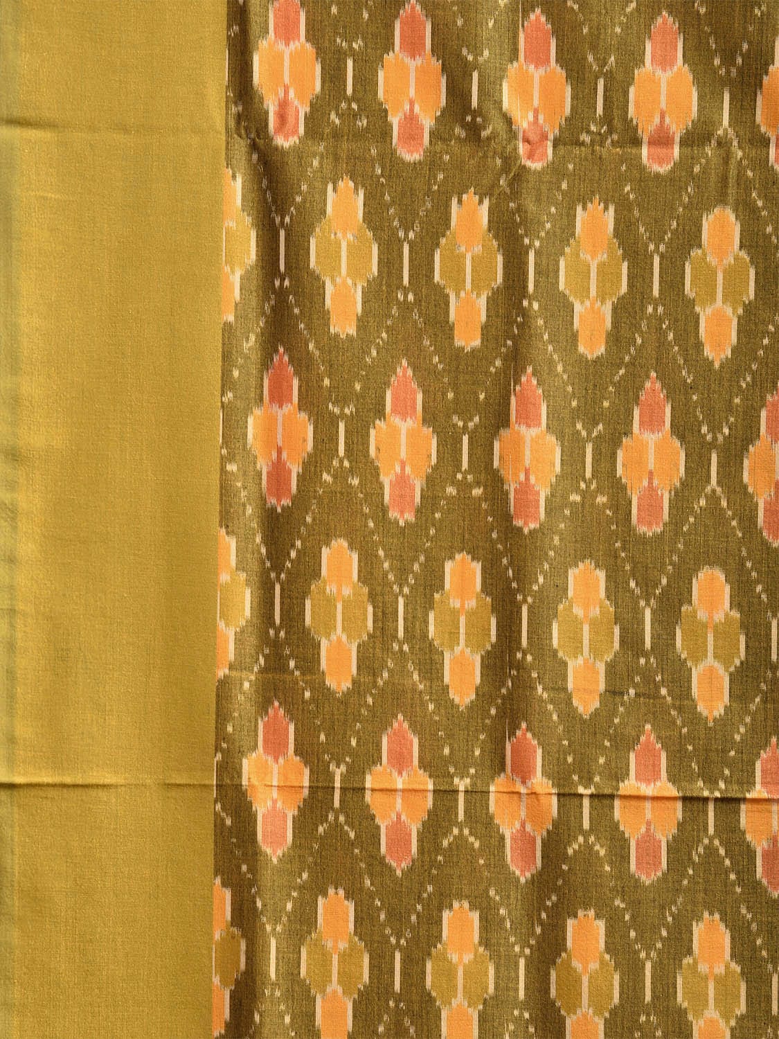 Green Pochampally Ikat Cotton Handloom Saree with All Over Grill Body and Pallu Design i0894