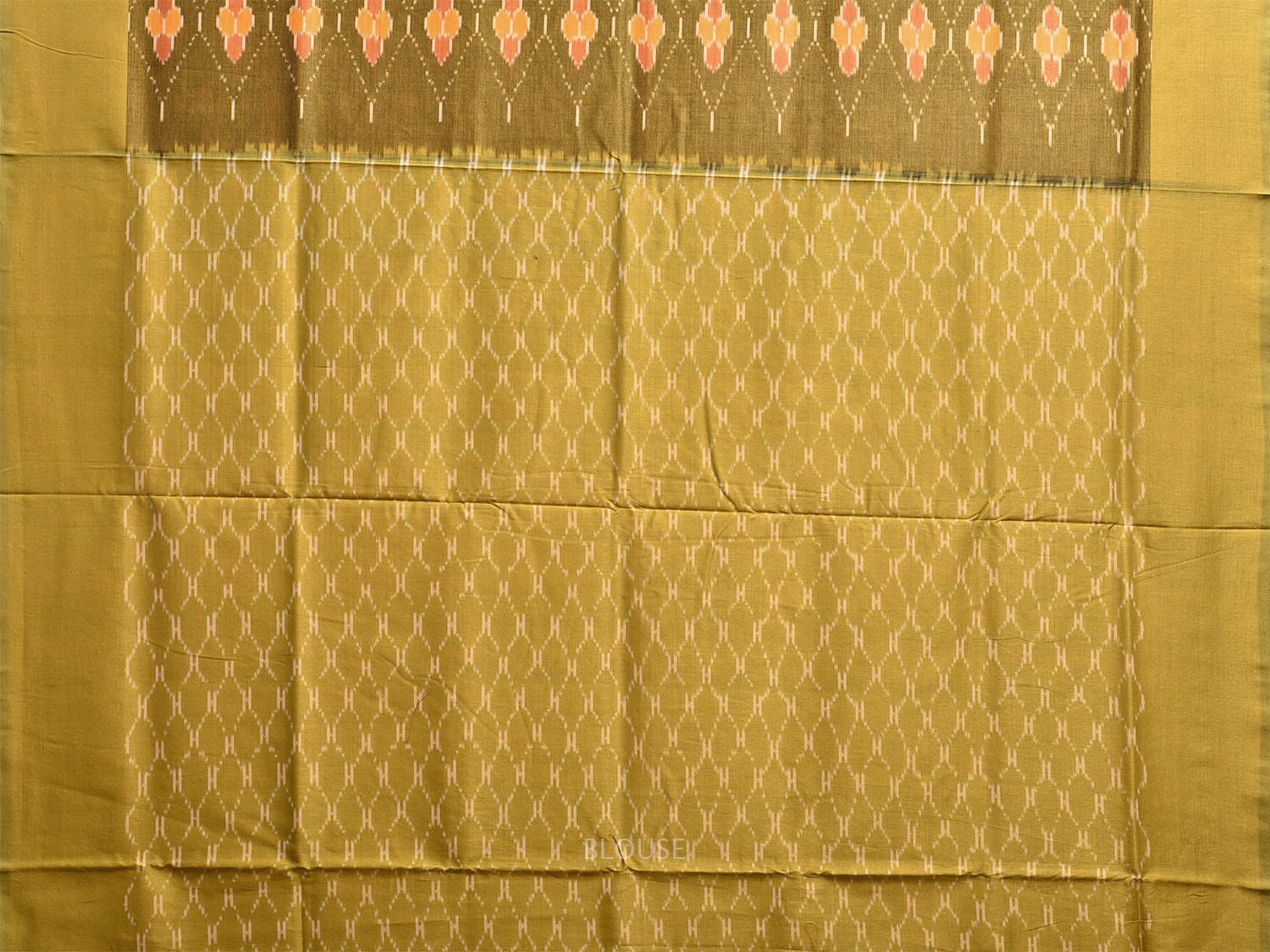 Green Pochampally Ikat Cotton Handloom Saree with All Over Grill Body and Pallu Design i0894