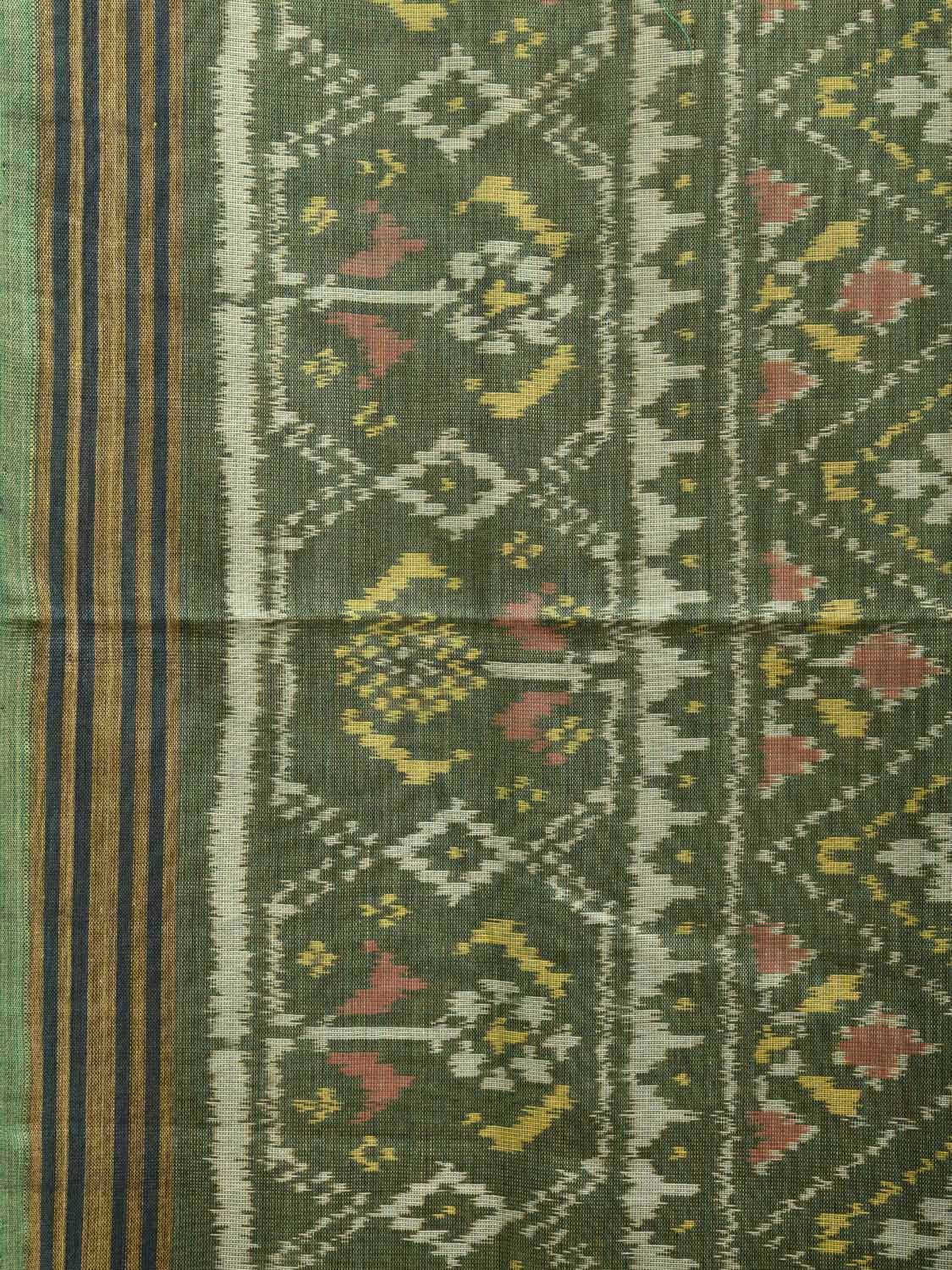 Green Pochampally Ikat Cotton Handloom Saree with All Over Grill Design i0873