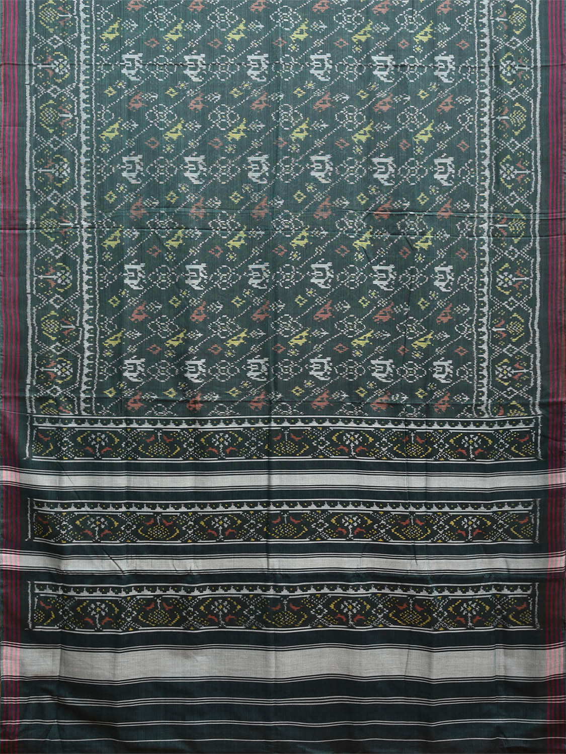 Green Pochampally Ikat Cotton Handloom Saree with Elephant and Parrot Design i0876