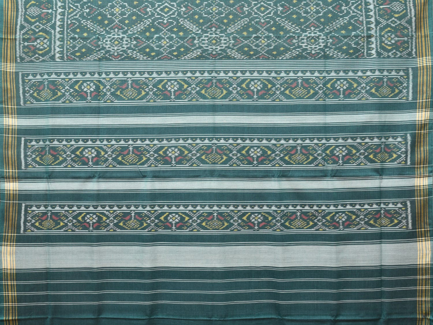 Green Pochampally Ikat Cotton Handloom Saree with Grill Design i0794