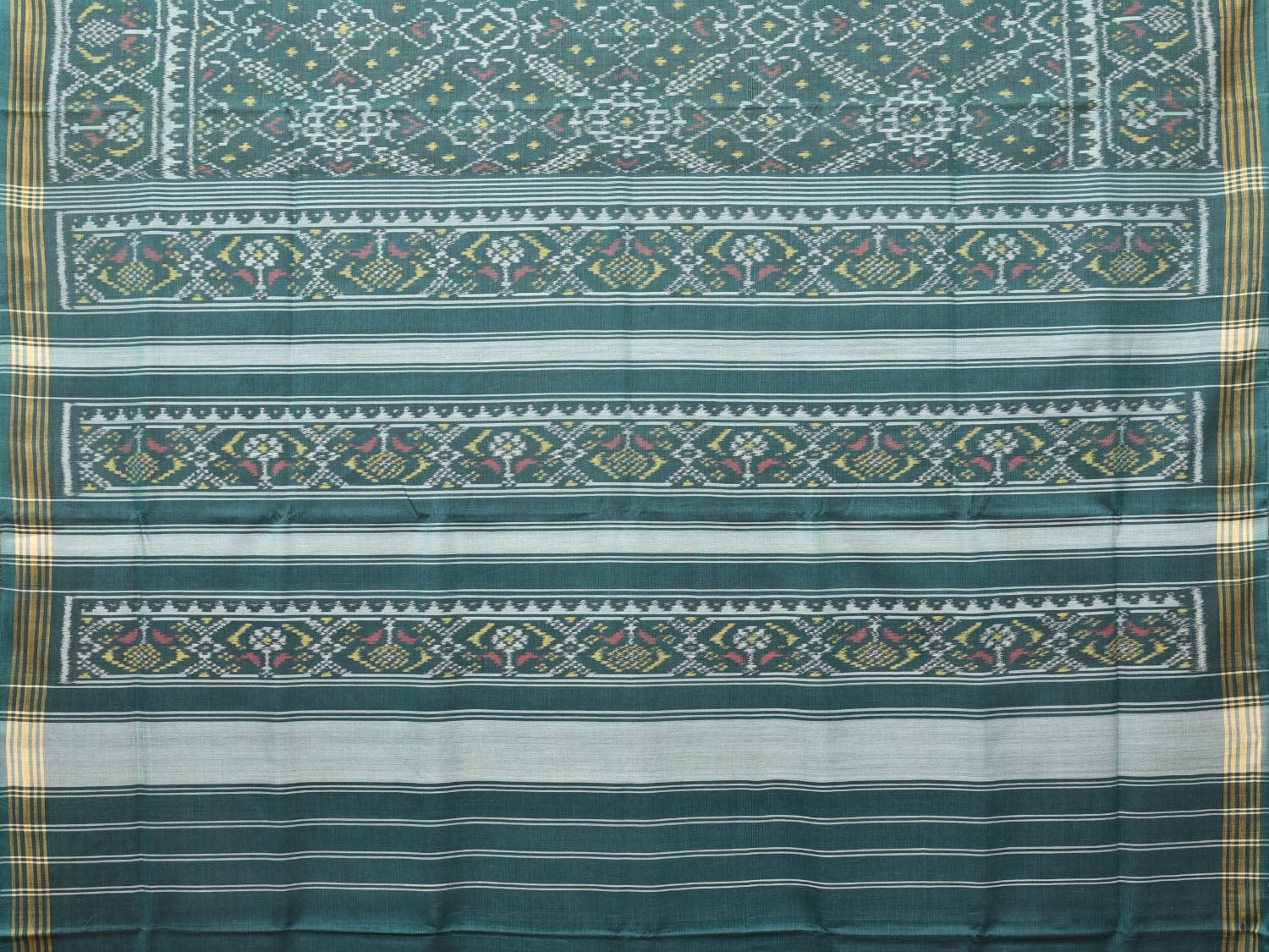 Green Pochampally Ikat Cotton Handloom Saree with Grill Design i0794
