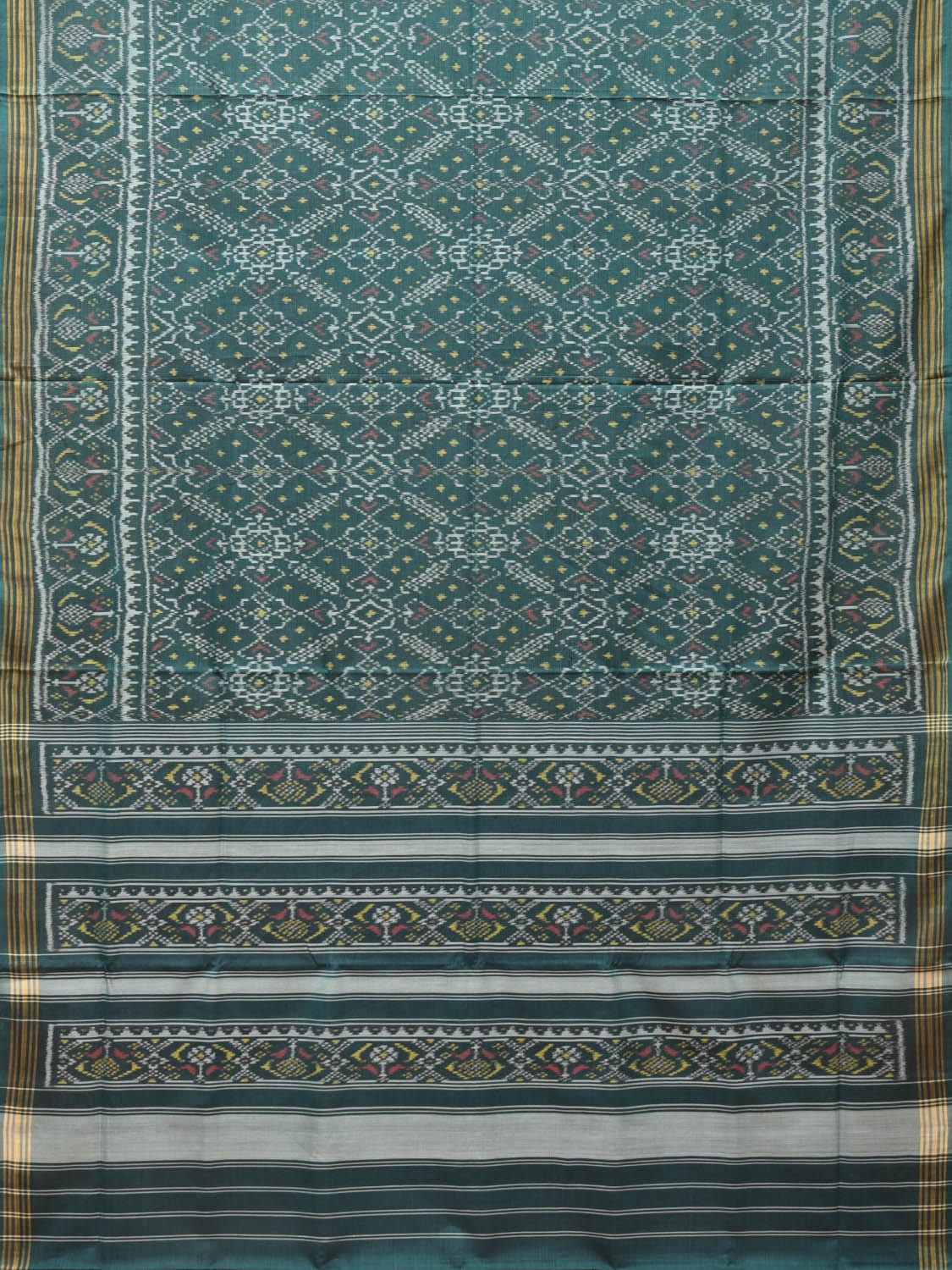 Green Pochampally Ikat Cotton Handloom Saree with Grill Design i0794