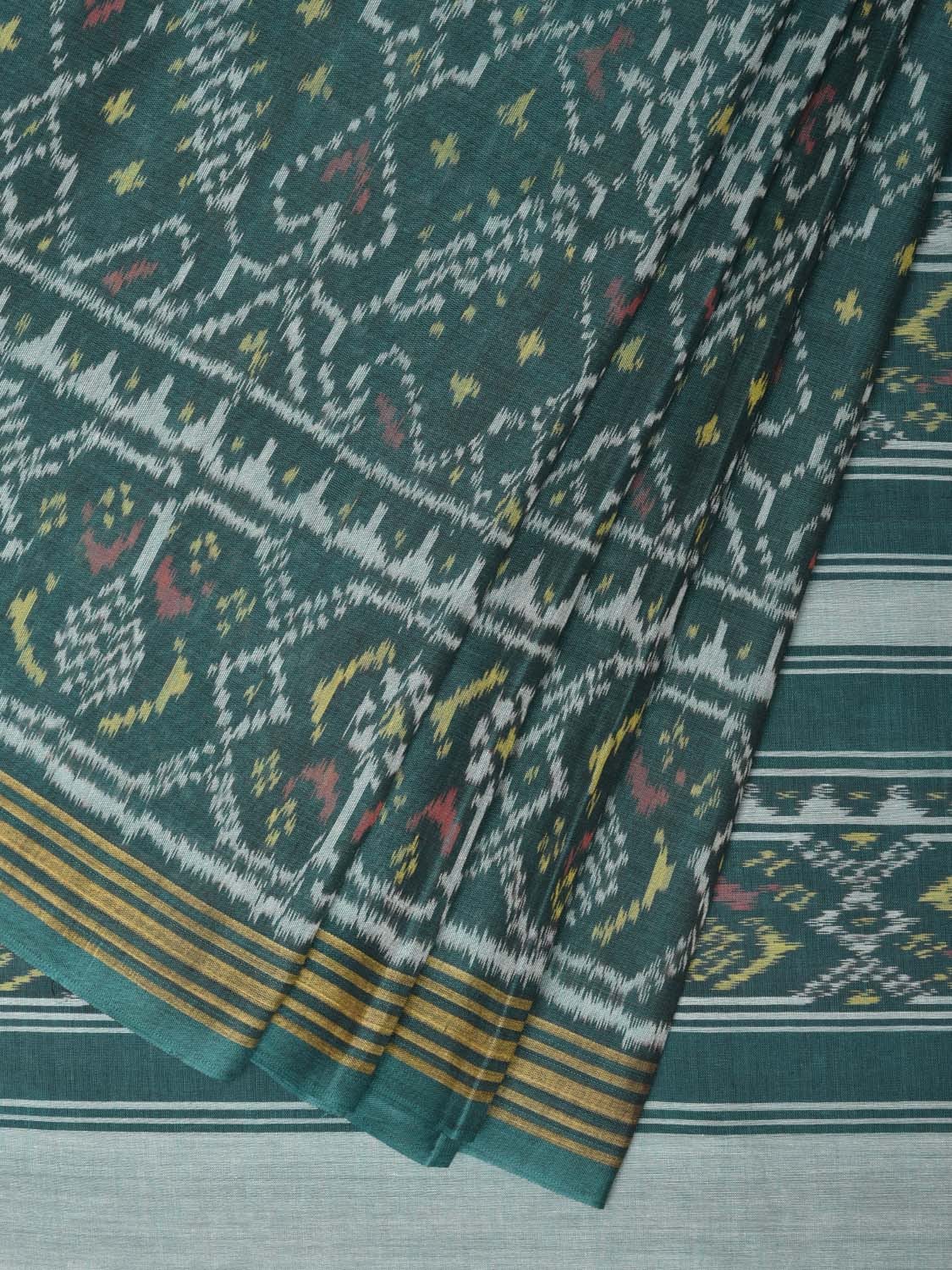 Green Pochampally Ikat Cotton Handloom Saree with Grill Design i0794