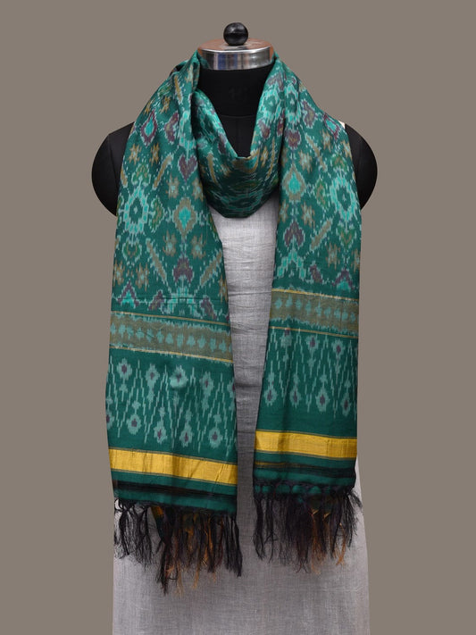 Green Pochampally Ikat Cotton Silk Handloom Dupatta with Grill Design ds2774