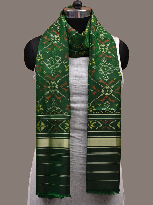 Green Pochampally Ikat Silk Handloom Dupatta with Grill Design ds2664