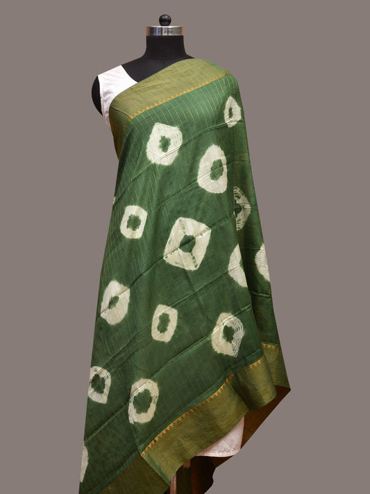 Green Shibori Sico Dupatta with Circles and Strips Design ds3623