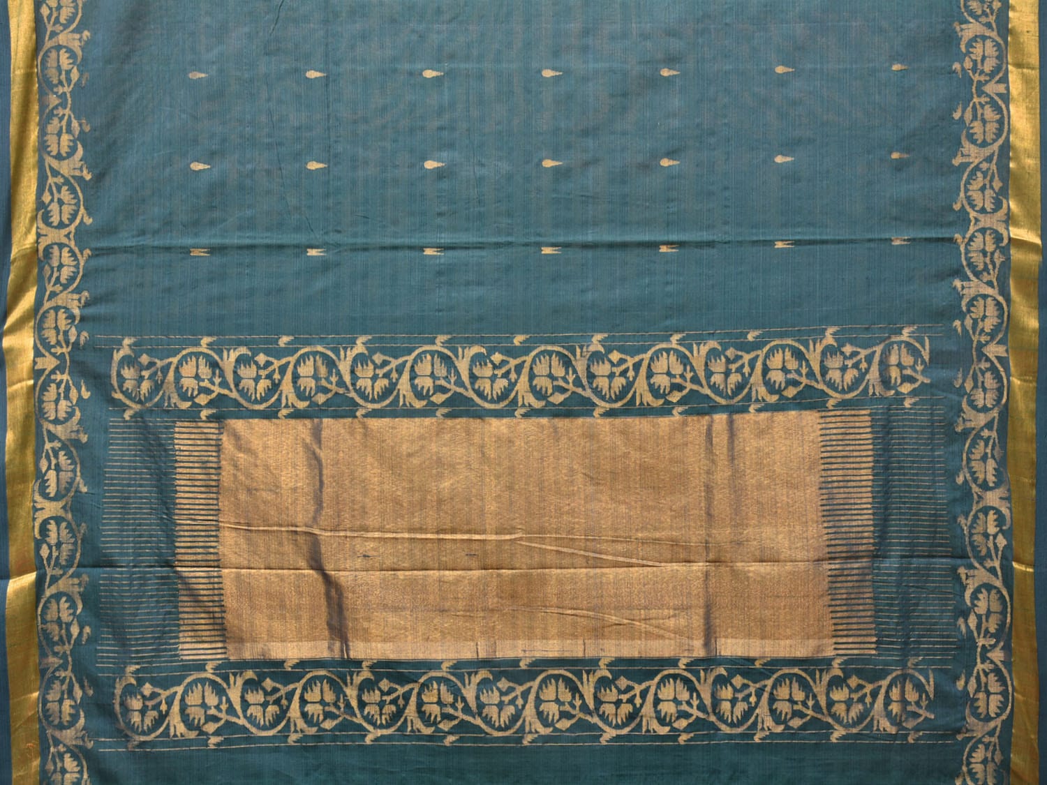 Green Uppada Cotton Handloom Saree with Ashavali Border Design u2043