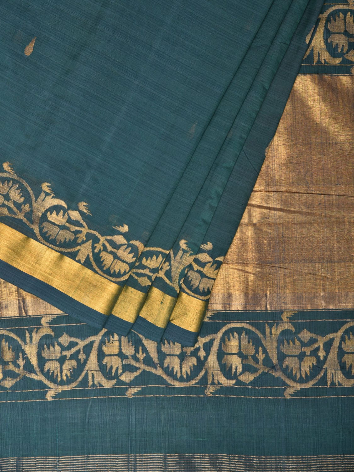 Green Uppada Cotton Handloom Saree with Ashavali Border Design u2043