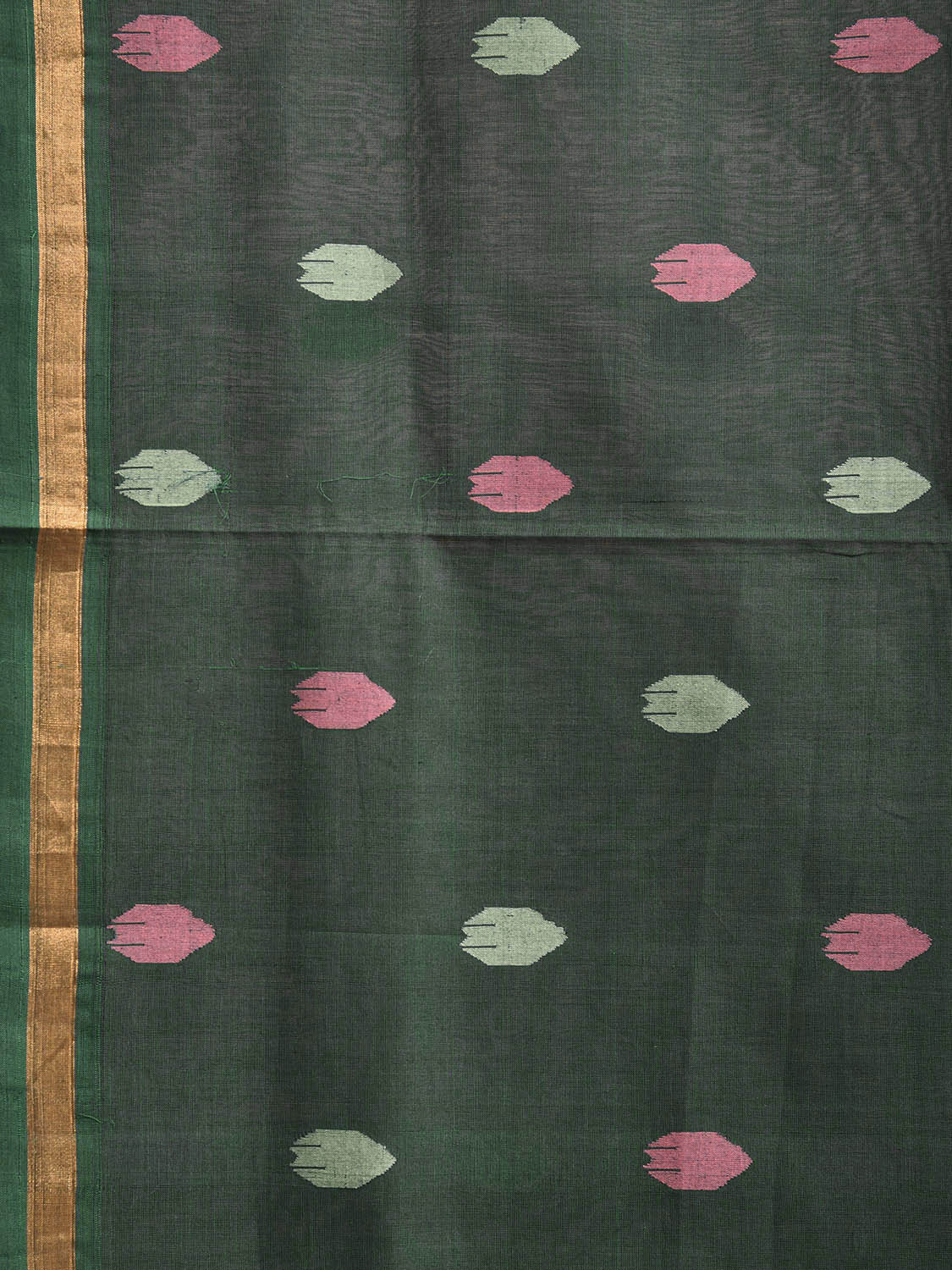 Green Uppada Cotton Handloom Saree with Birds and Floral Pallu Design u2360