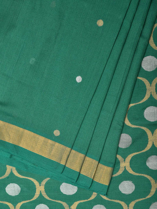 Green Uppada Cotton Handloom Saree with Grill Pallu Design u2166