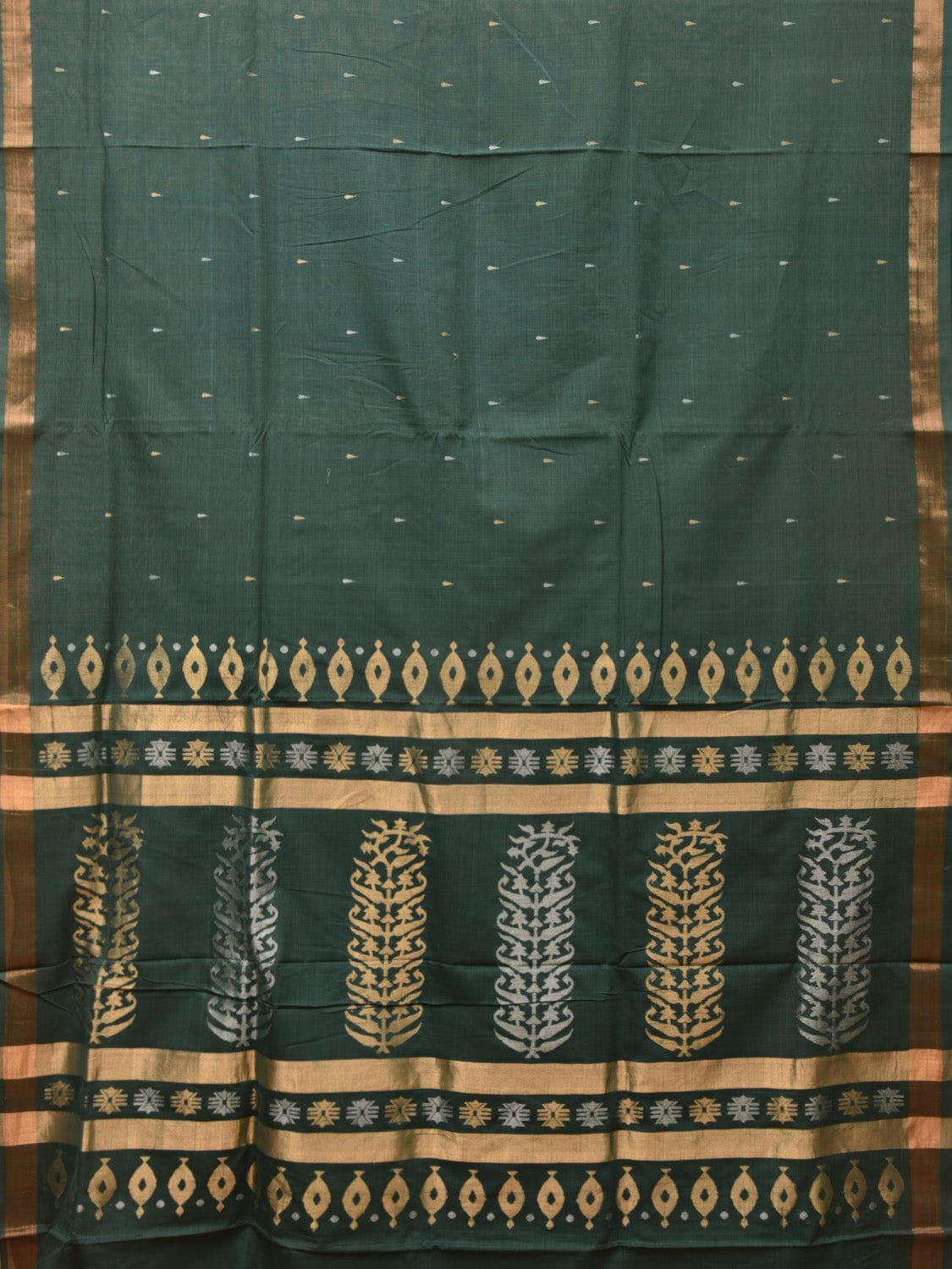 Green Uppada Cotton Handloom Saree with Karpur Pallu Design u2107