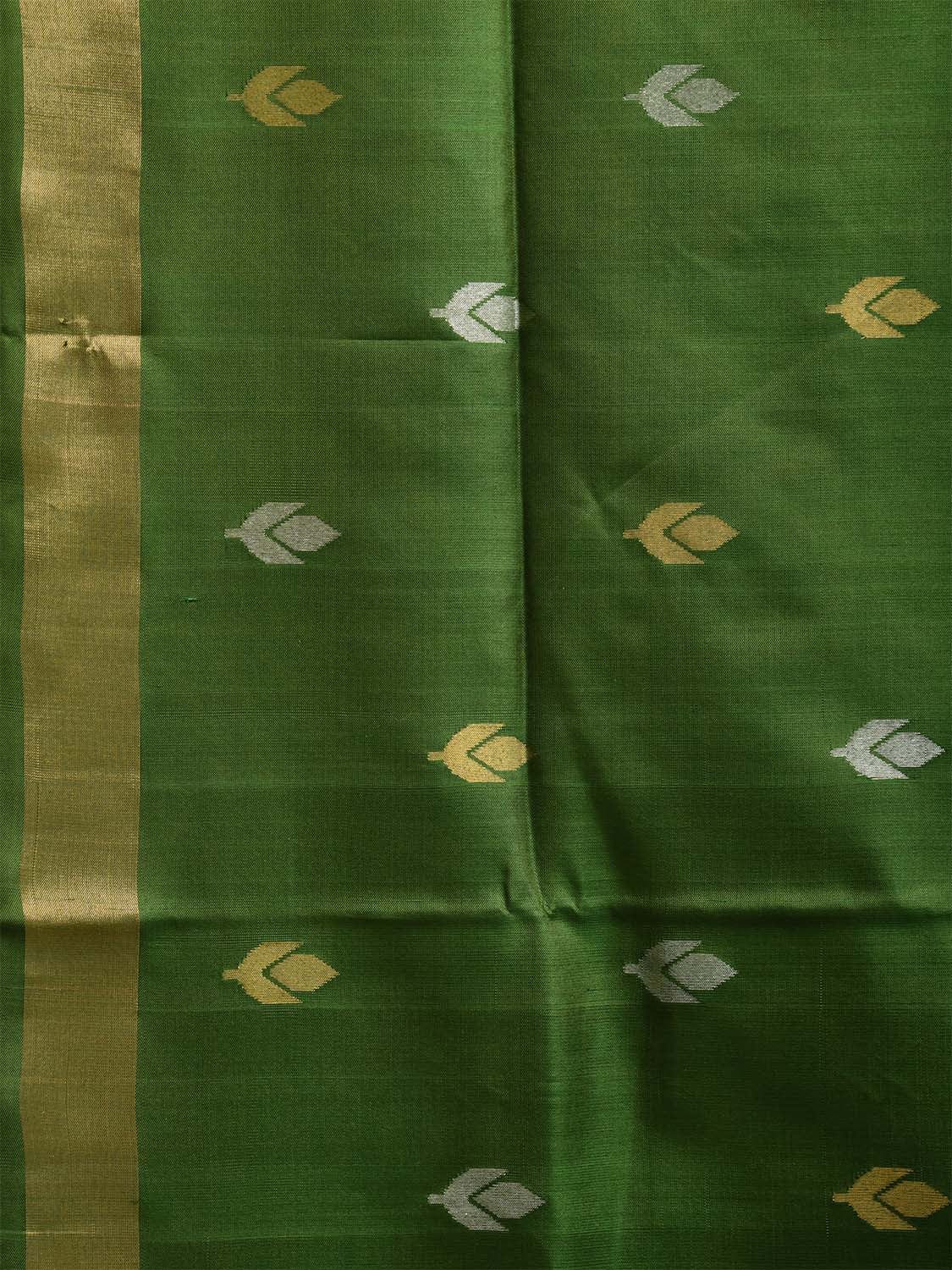 Green Uppada Silk Handloom Saree with Floral and Birds Design u2341