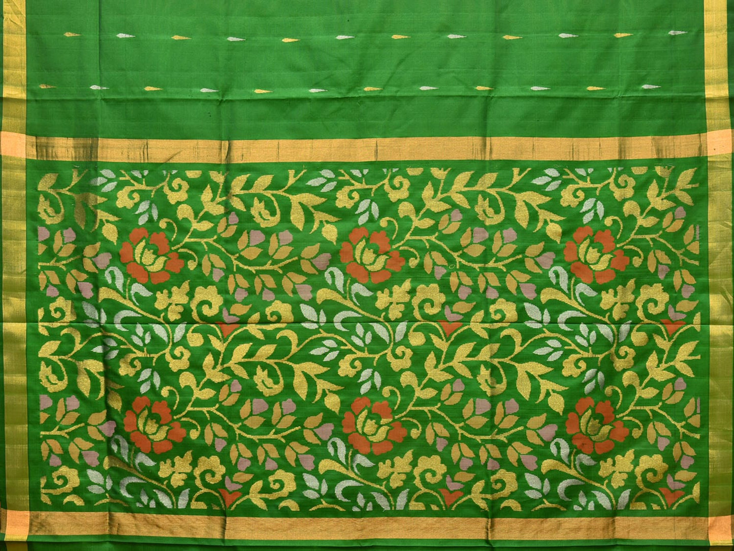 Green Uppada Silk Handloom Saree with Floral Pallu Design u2057