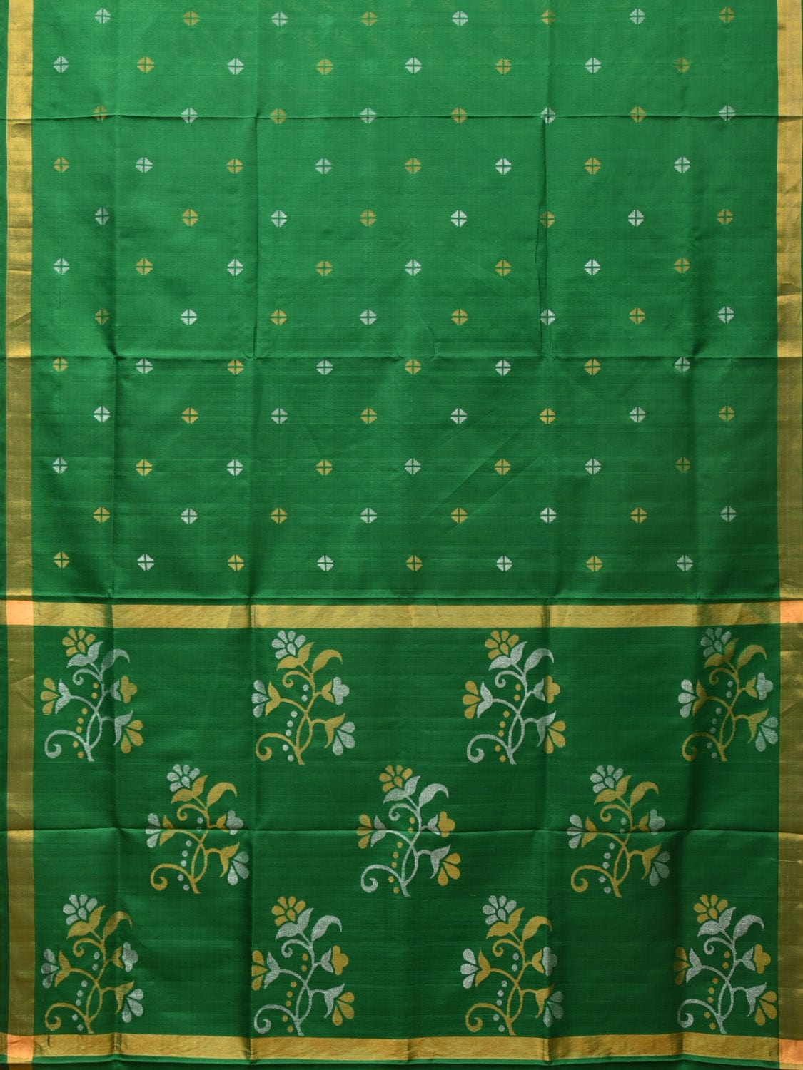 Green Uppada Silk Handloom Saree with Floral Pallu Design u2108