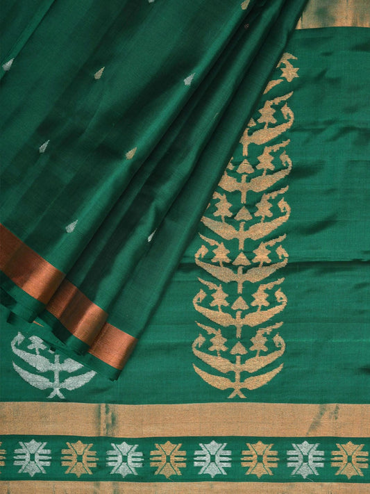 Green Uppada Silk Handloom Saree with Karpur Pallu Design u2015