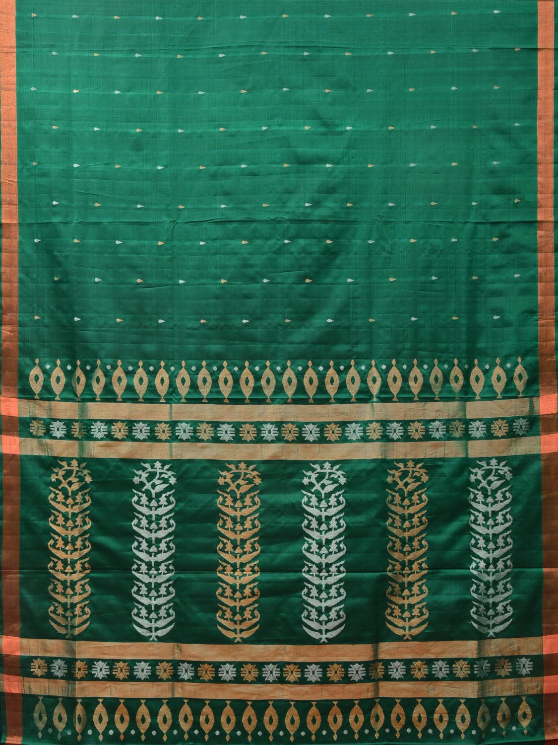 Green Uppada Silk Handloom Saree with Karpur Pallu Design u2015