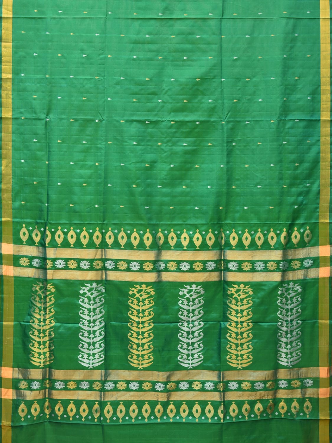 Green Uppada Silk Handloom Saree with Karpur Pallu Design u2023