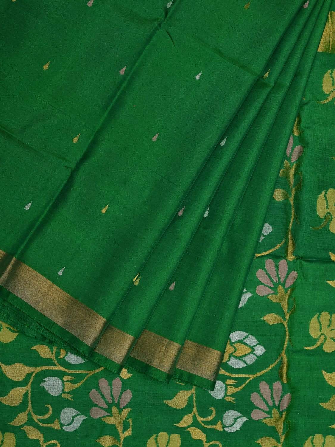 Green Uppada Silk Handloom Saree with Pallu Design u1803