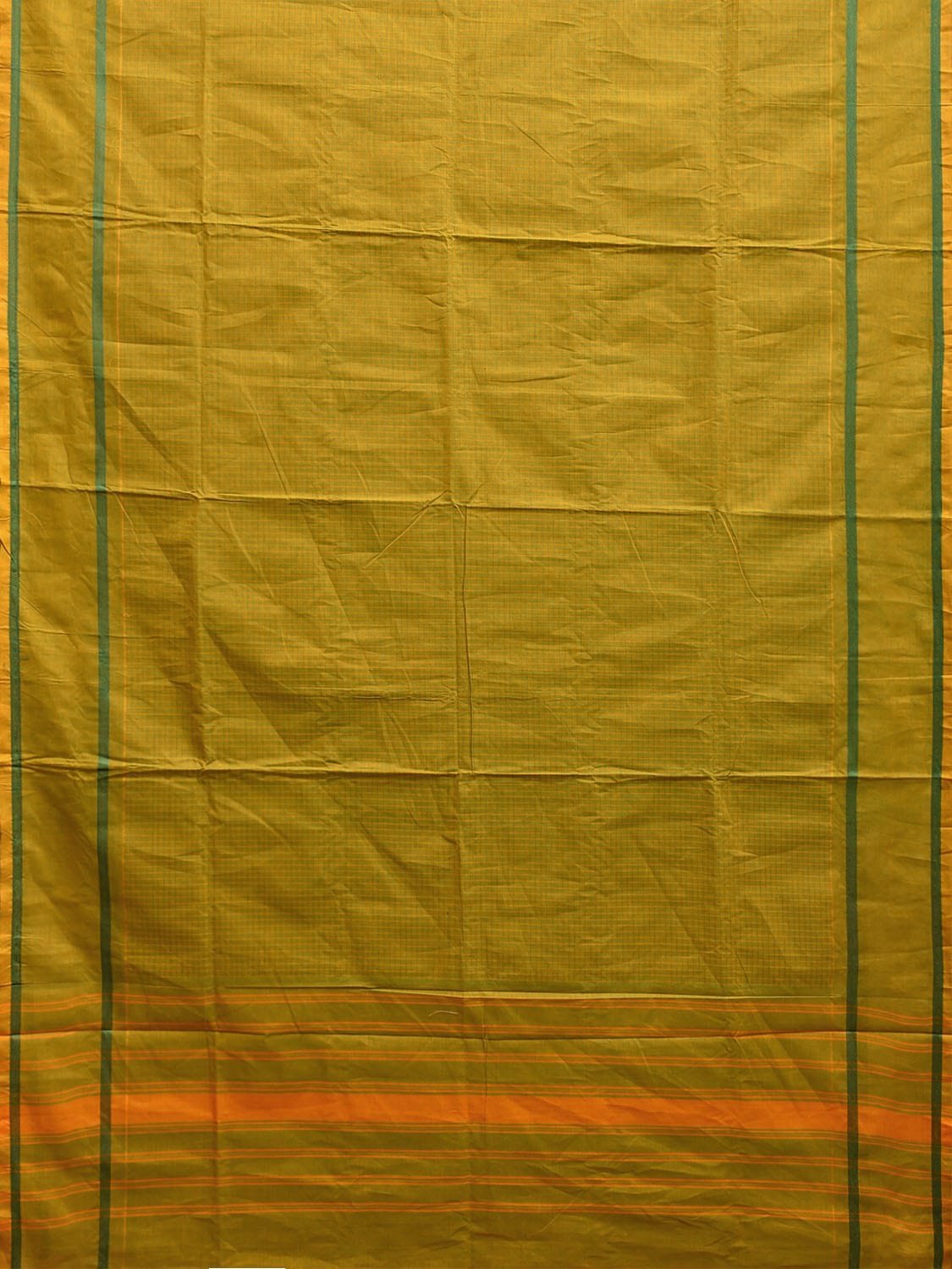 Green Venkatagiri Cotton Saree with Checks and Strips Pallu Design v0080