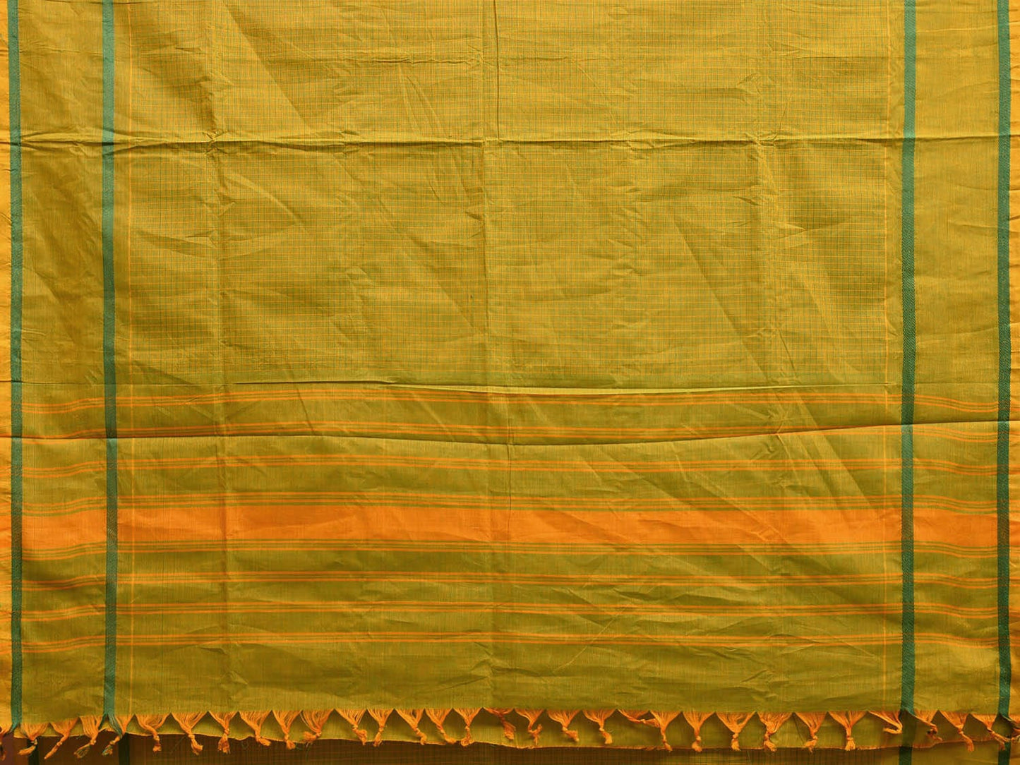 Green Venkatagiri Cotton Saree with Checks and Strips Pallu Design v0080