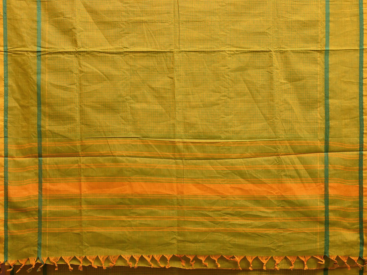 Green Venkatagiri Cotton Saree with Checks and Strips Pallu Design v0080