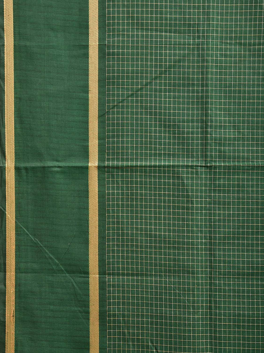 Green Venkatagiri Cotton Saree with Checks and Strips Pallu Design v0115