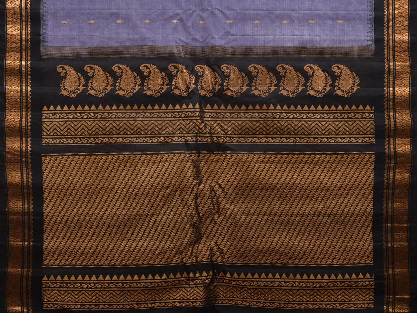 Grey and Black Gadwal Sico Handloom Saree with Mango Pallu Design g0304