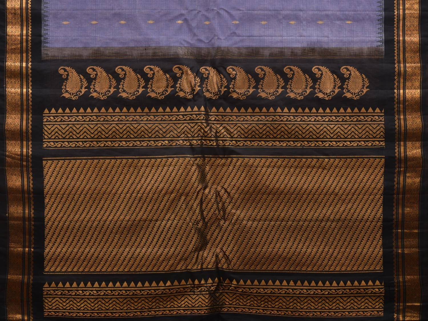 Grey and Black Gadwal Sico Handloom Saree with Mango Pallu Design g0304