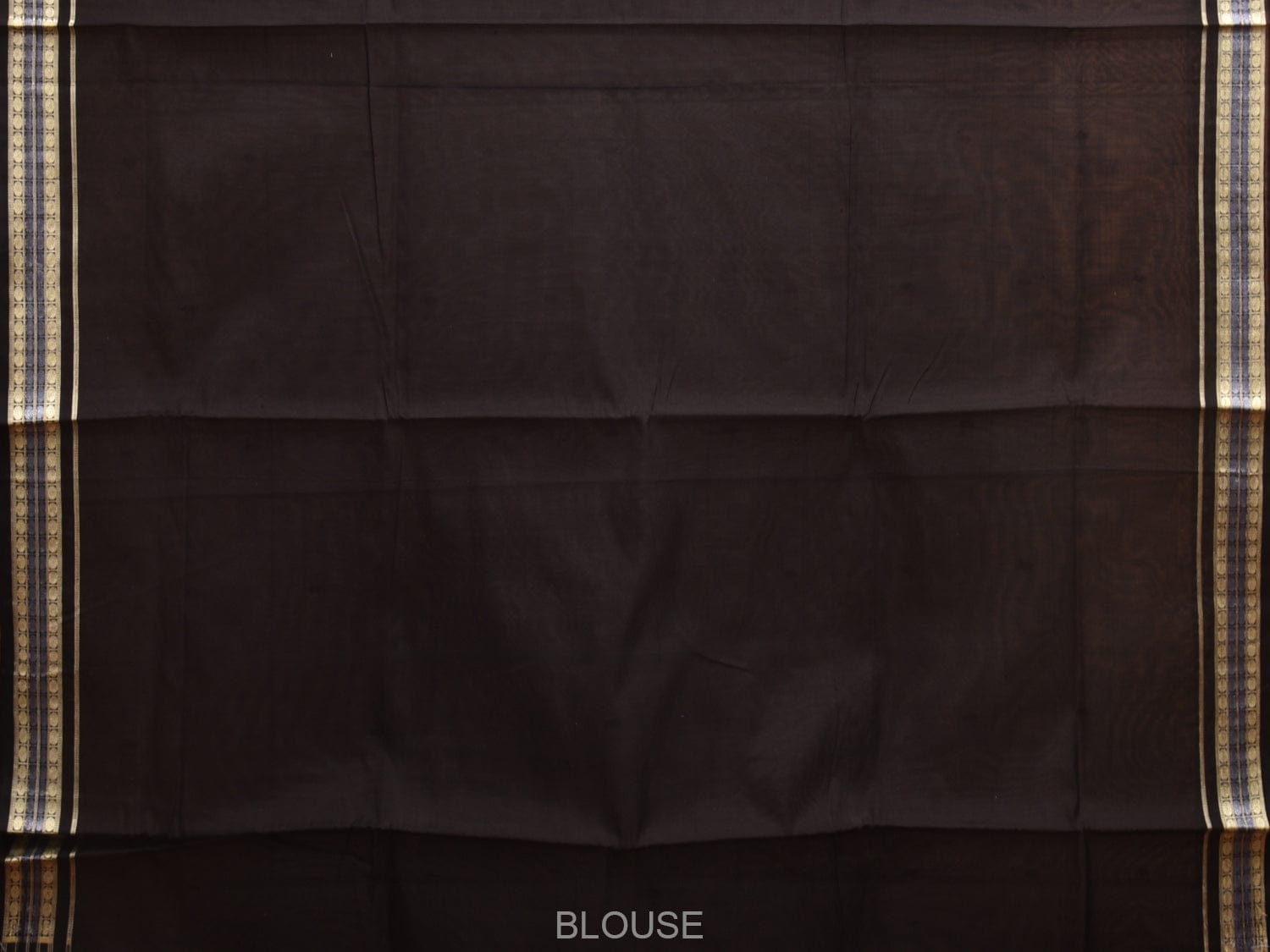 Grey and Black Ikat Cotton Silk Handloom Plain Saree with Pallu Design i0864