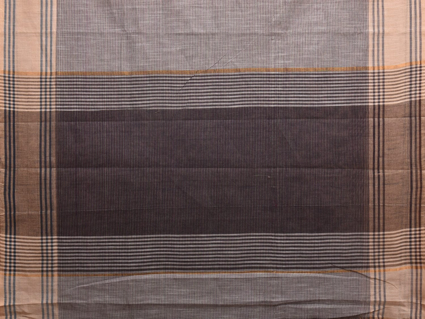 Grey and Black Kanchipuram Cotton Handloom Saree with Strips Pallu Design k0554
