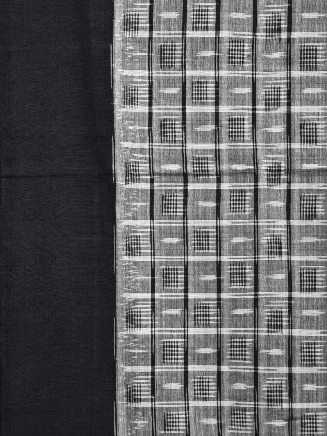 Grey and Black Pochampally Ikat Cotton Handloom Saree with Small Checks Design i0596