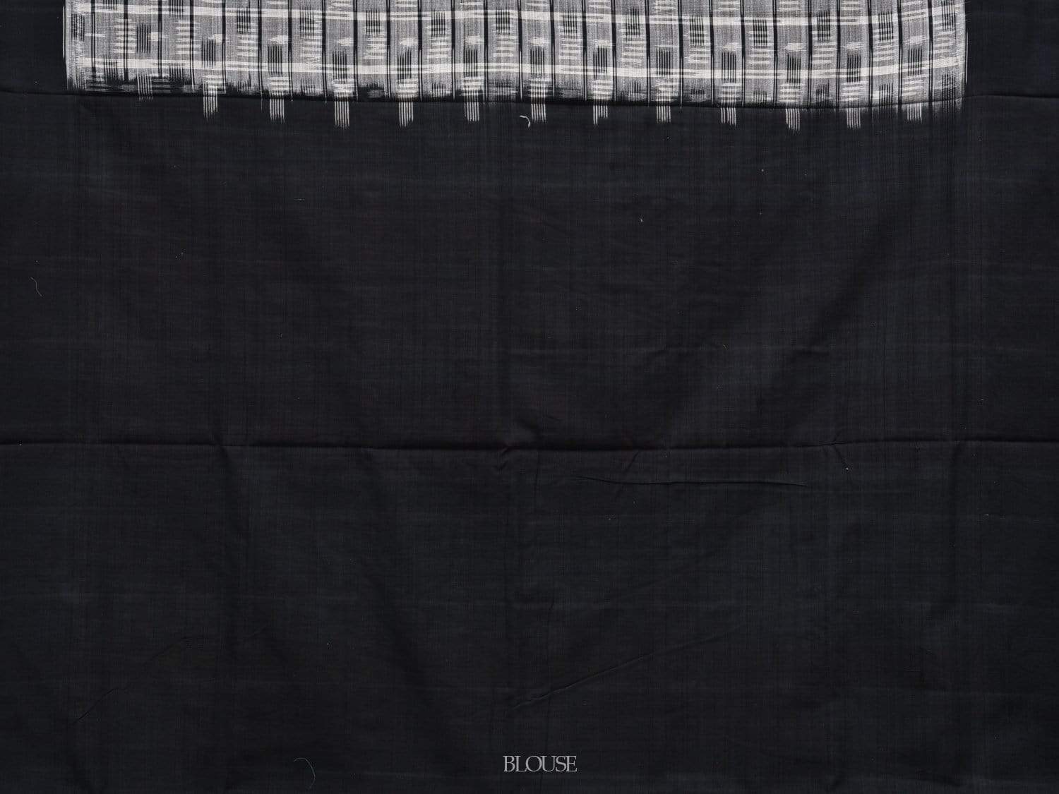 Grey and Black Pochampally Ikat Cotton Handloom Saree with Small Checks Design i0596